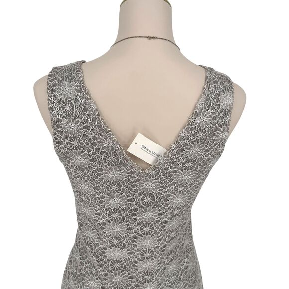 Banana Republic Floral Lace Overlay Tank Top Size XS Gray Career Office NWT - Picture 8 of 13